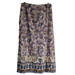 Classics By Jantzen Paisley Maxi Skirt in Purple and Cream Medium Faux Wrap